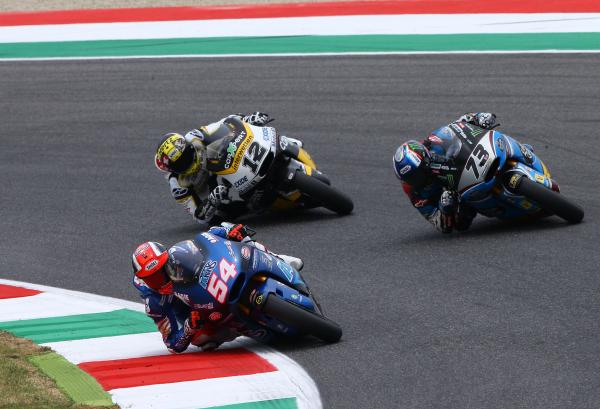 Mattia Pasini leads Alex Marquez and Tom Luthi at 2017 Italian Grand Prix. - Gold and Goose