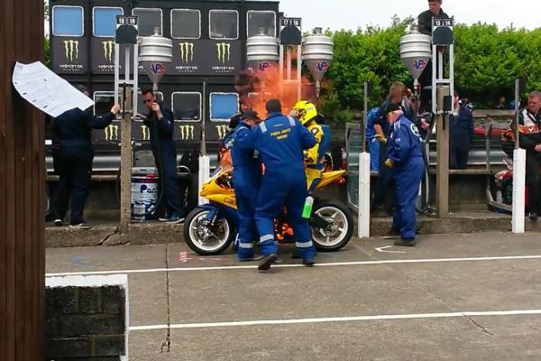 Video: Supersport TT pit lane fire