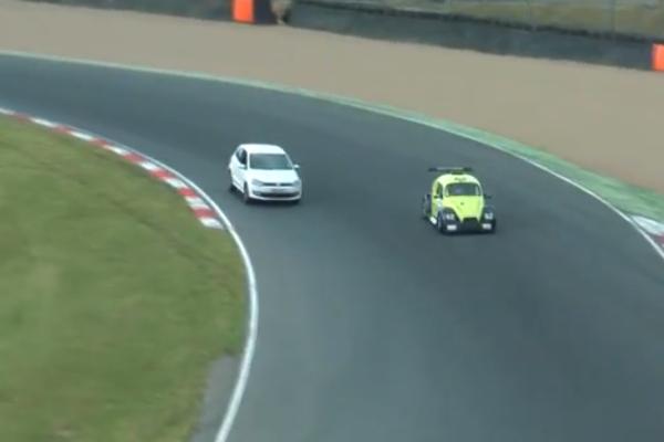 Video: Prankster drives girlfriend's VW Polo onto Brands Hatch Circuit during race