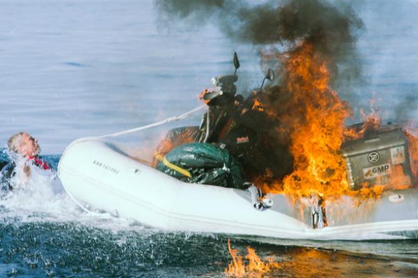 Watch: KTM bike-boat explodes during Channel crossing