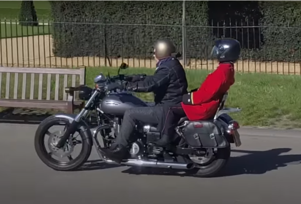  94-year-old Chelsea Pensioner rides pillion with Rufus Hound
