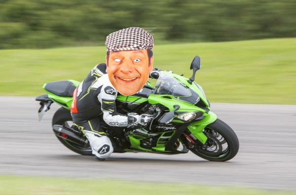 Del Boy riding a motorcycle