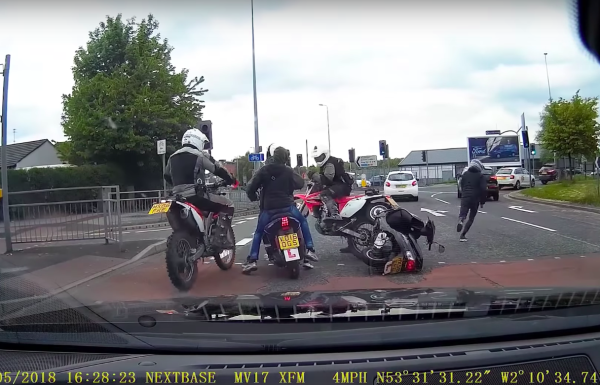 Undercover police on dirtbikes intercept moped thieves in Manchester
