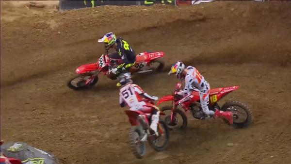 Justin Barcia, Jett Lawrence, 2024 St. Louis Supercross. - SuperMotocross World Championship/SMX Videopass