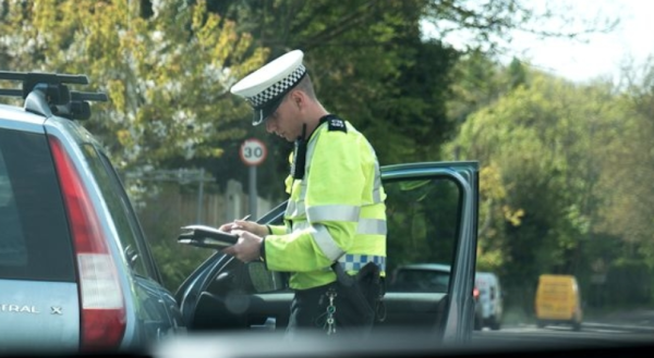 Police stopping driver