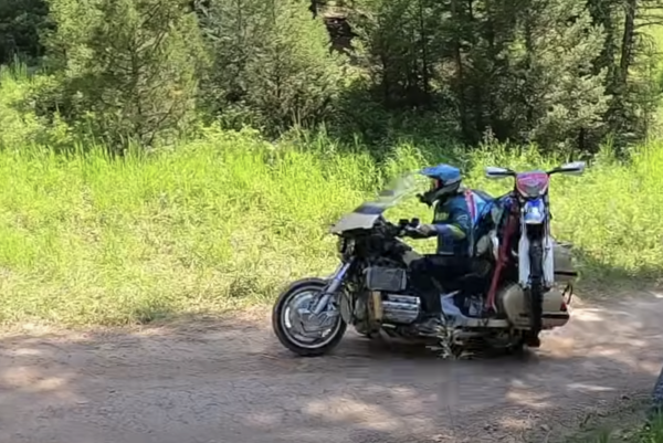 Honda Gold Wing carrying enduro bike