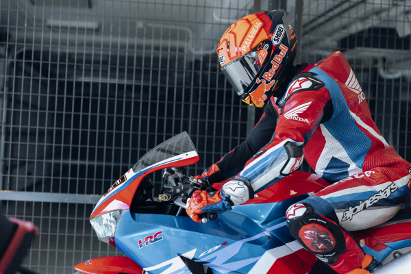 Marc Marquez on CBR600RR in Shoei X-SPR Pro helmet. - Shoei