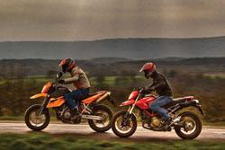 Road test: 2008 KTM 950SM vs. Ducati Hypermotard