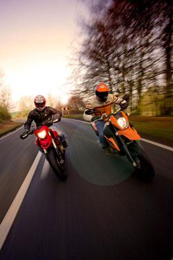 Road test: 2008 KTM 950SM vs. Ducati Hypermotard