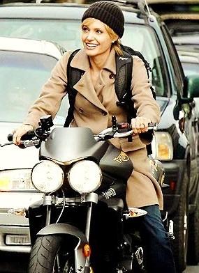 Spotted: Angelina Jolie takes to two wheels