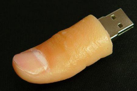 Amputee biker turns false finger into USB drive