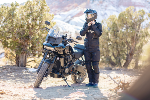 Harley-Davidson Pan America parked among trees