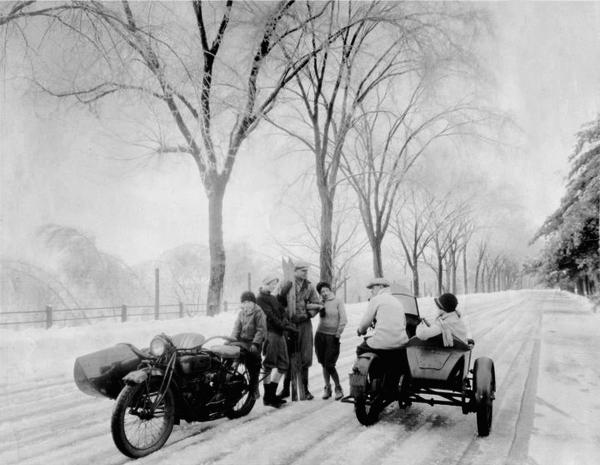 Indian Motorcycle sidecar in snow