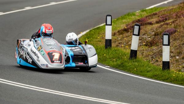 Ben Birchall, Kevin Rousseau, 2023 Manx GP sidecar tyre test.