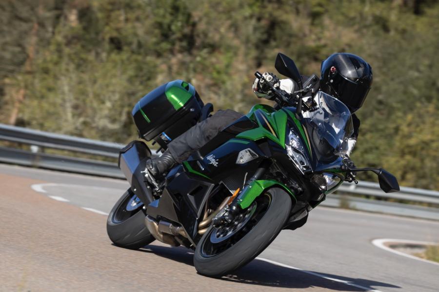 The new 2025 Ninja 1100 SX SE on the press launch in Spain