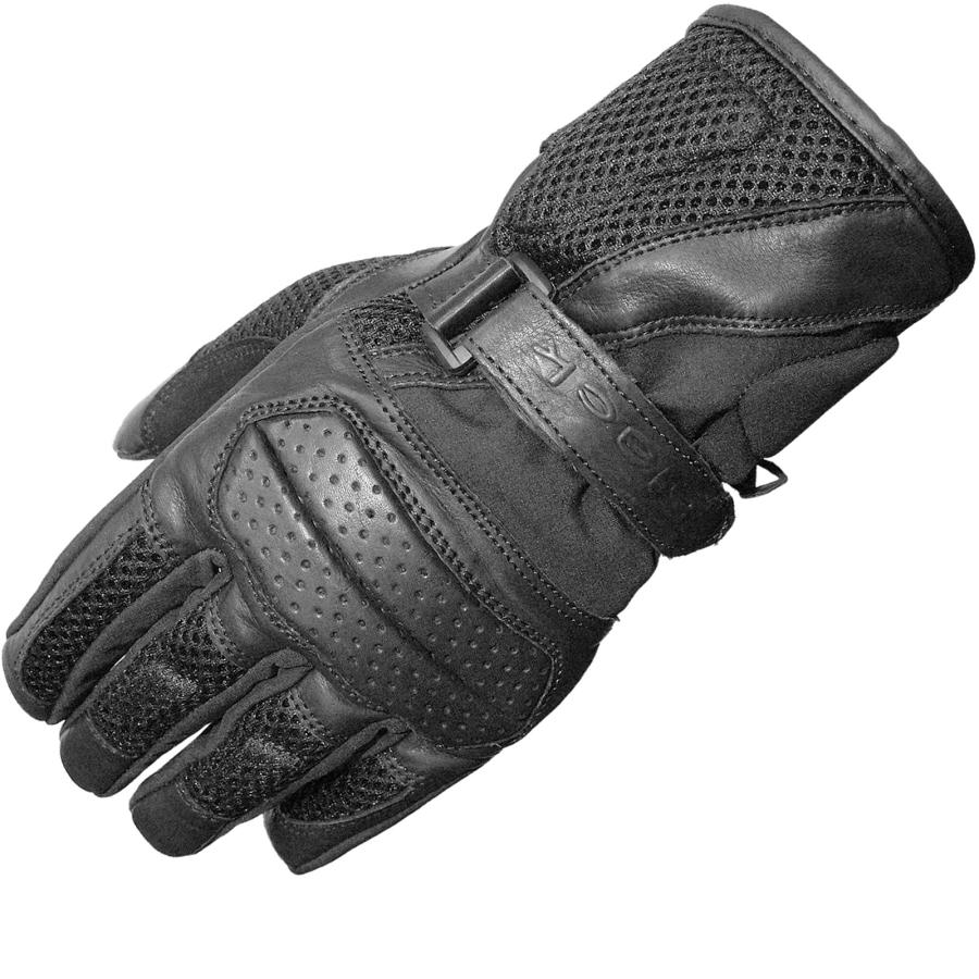 Black Airflow Leather Motorcycle Gloves