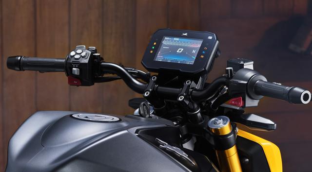 A TFT dash on a motorcycle