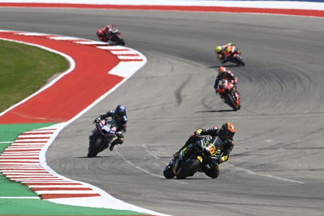 Luca Marini leads Miguel Oliveira, 2023 MotoGP Grand Prix of the Americas. - Gold and Goose​