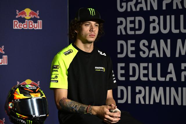 Marco Bezzecchi, 2023 MotoGP San Marino Grand Prix press conference. - Gold and Goose