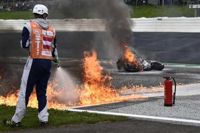 Lorenzo Savadori, fiery crash, Styrian MotoGP