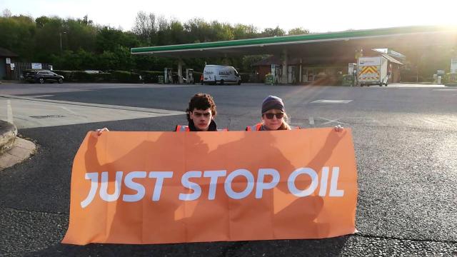 Just Stop Oil Clacket Lane petrol station protest. - Just Stop Oil