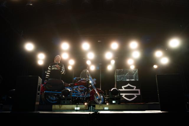 Jochen Zeitz on stage at the Harley-Davidson 120th Anniversary Euro celebration