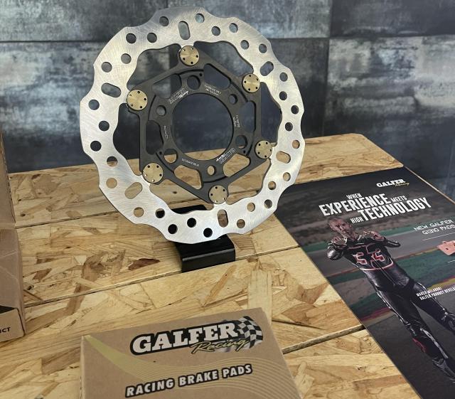 A Floatech brake disc for a Moto3 race bike