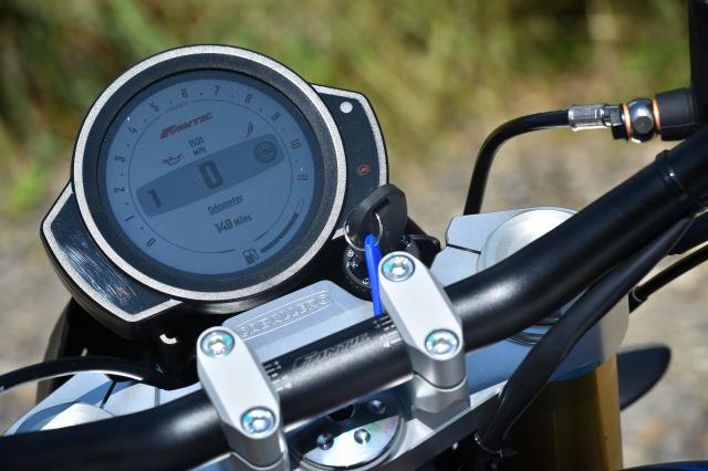 The TFT dash of a motorcycle