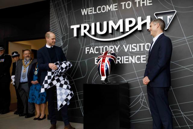 Prince William test rides Tiger 1200 at Triumph’s Hinckley HQ