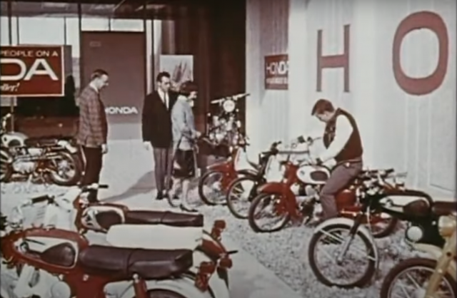 Honda motorcycle dealer from 1960s