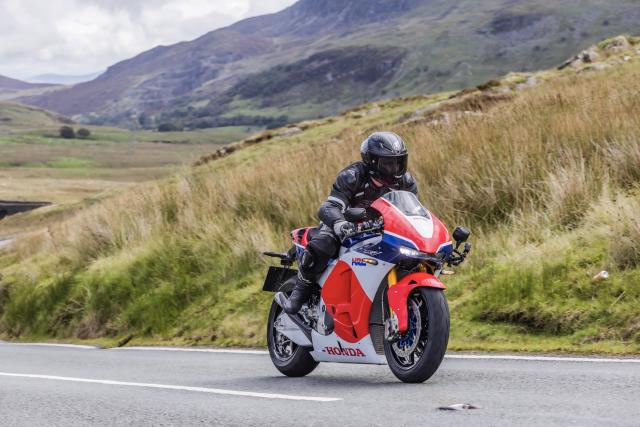 The RC213V-S being ridden on the Horseshoe Pass
