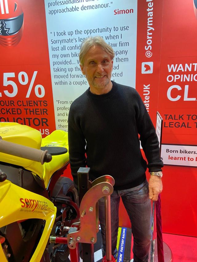 Carl Foggarty with yellow YAA bike