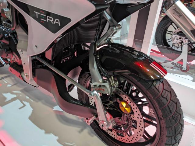 The Tesi front end of a Biota motorcycle
