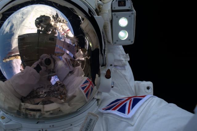 Tim Peake Spacewalk Selfie [credit: ESA, Tim Peake]