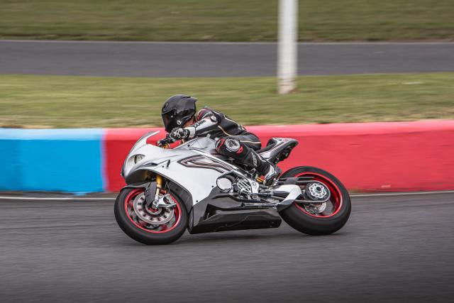 Norton's new V4SV at Mallory Park for the global press launch