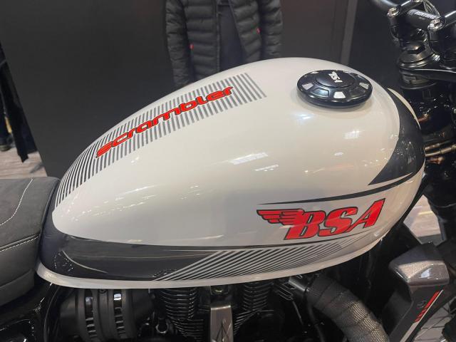 BSA Scrambler fuel tank at Motorcycle Live