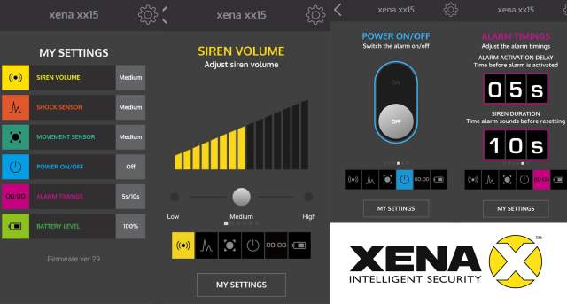 XENA XX15 Mobile App settings
