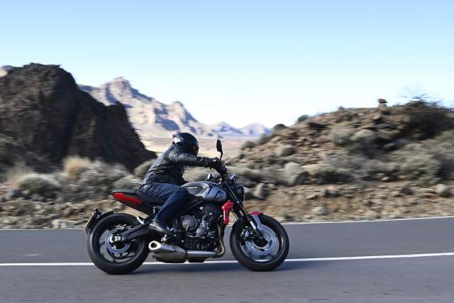 Triumph Trident on a mountain road