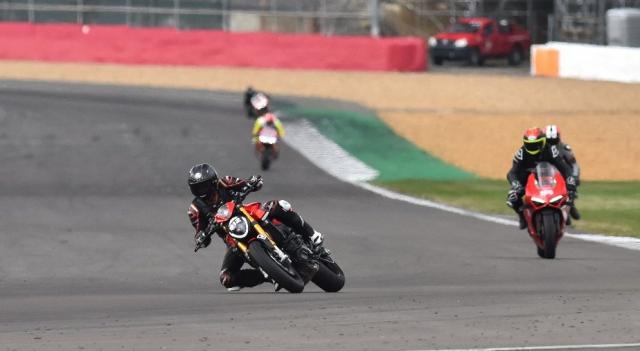 A motorcycle ridden on track at a race circuit