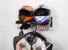 Motorcycle helmet and gear tidy, without two helmets and a jackets