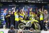 Ken Roczen & HEP Suzuki team celebrate 2023 Indianapolis Supercross win. - Suzuki Cycles/BrownDogWilson