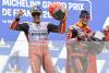 Jorge Martin, Marc Marquez, 2024 MotoGP French Grand Prix podium. - Gold and Goose