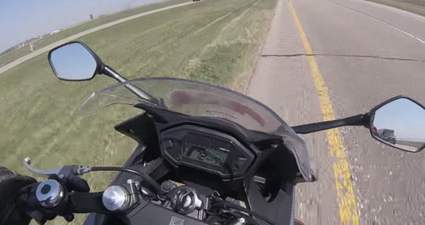 WATCH - Motorcyclist gets blown off the road