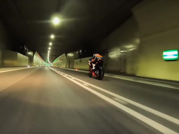WATCH: Miguel Olivera races KTM’s MotoGP bike through a tunnel!