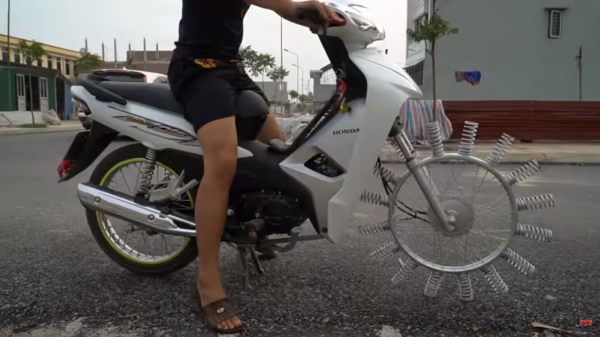 WATCH: Crazy bike with springs for tyres