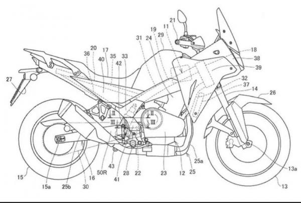 Honda XL750 Transalp patent drawing. - Motociclismo