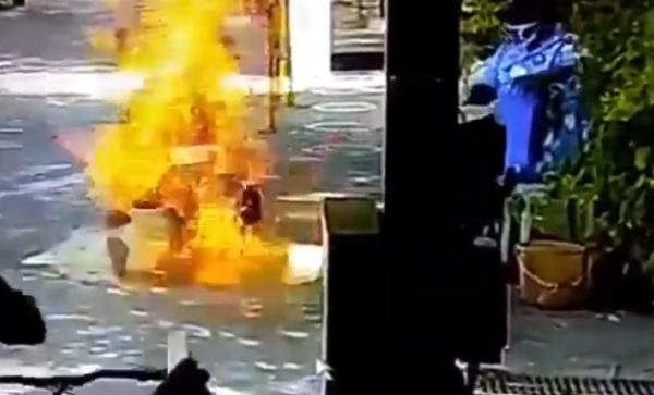 Motorcyclist lucky escape from fire