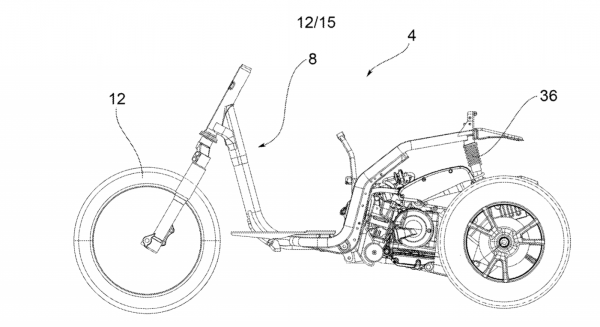 Piaggio three-wheel patent
