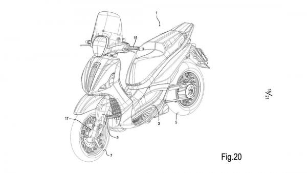 Piaggio Watt&#039;s linkage suspension patent drawing. - Motorrad