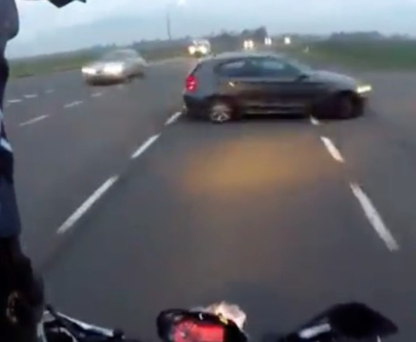 Watch: Motorcyclist's near miss because of careless driving